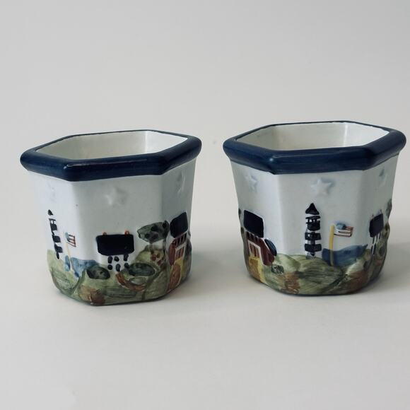 Waxcessories Votive Holder Countryside Collection set of 2, Lighthouse, Sea, VTG - Picture 4 of 11
